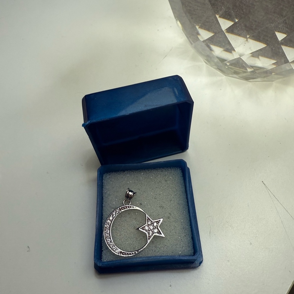 Silver Star and Moon Pendant